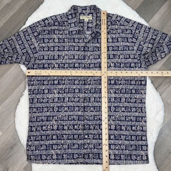 Tori Richard Tropical Print Cotton Lawn Button Up Camp Hawaiian Shirt Blue Large - Picture 10 of 11